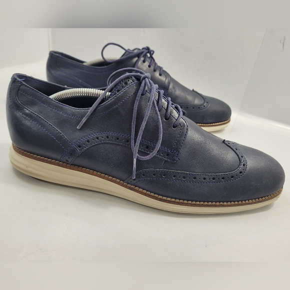 COLE HAAN ORIGINAL GRAND MEN SIZE 11.5M BLUE CASUAL WINGTIP OXFORD SHOES C30563 - Picture 10 of 15